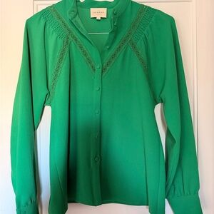 Sezane Vibrant Green Blouse